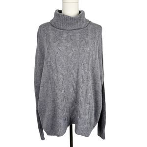 Griffen Wool Cashmere Knit Mock Neck Sweater Gray Cable Knit - XL